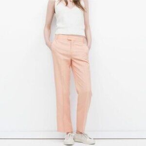Zara Linen Blend Trousers Womens Medium Pink Peach Blush Straight Leg Pants